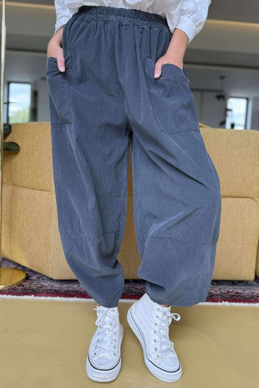 Made in Italy Cooper Needlecord Shelby Cocoon Pant Charcoal